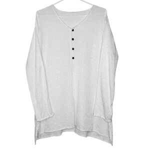 CP Shades Vintage Tunic White Brocade Long Sleeve